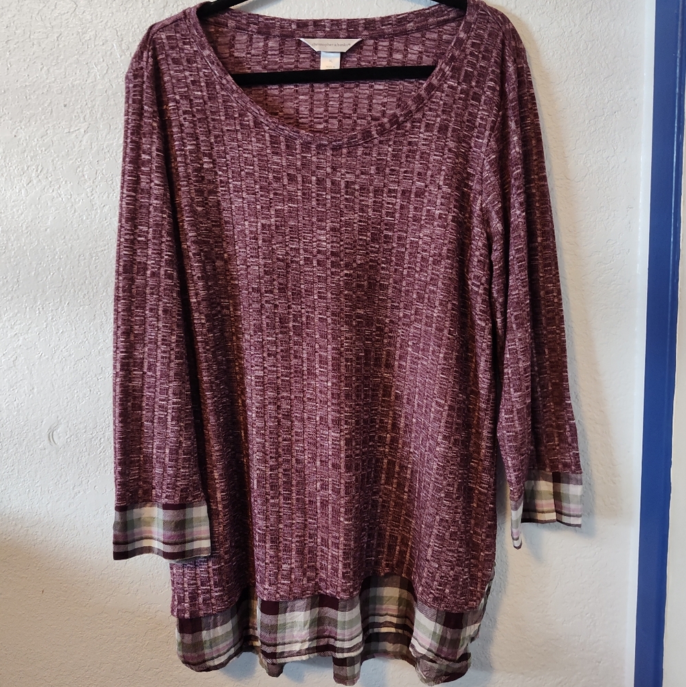 Long Sleeved Red & Plaid Tunic from Christopher & Banks